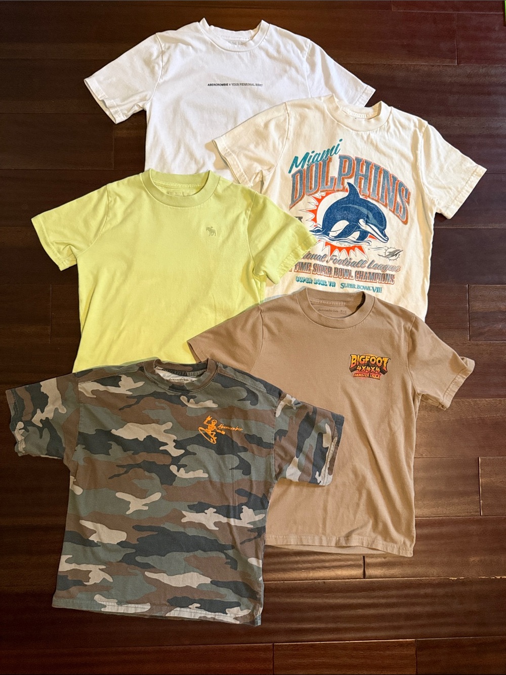 Five ABERCROMBIE KIDS Tees Neutrals/Green Sz. 11/12 EUC